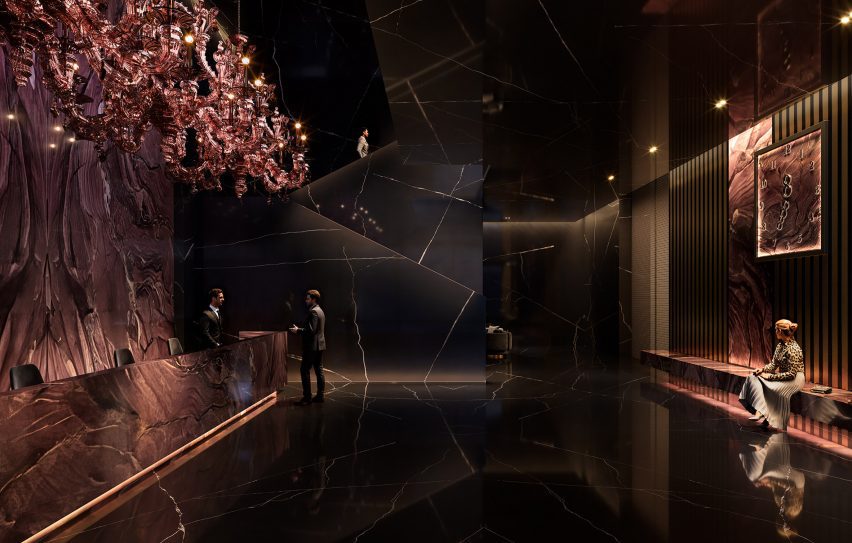 A very dark lobby