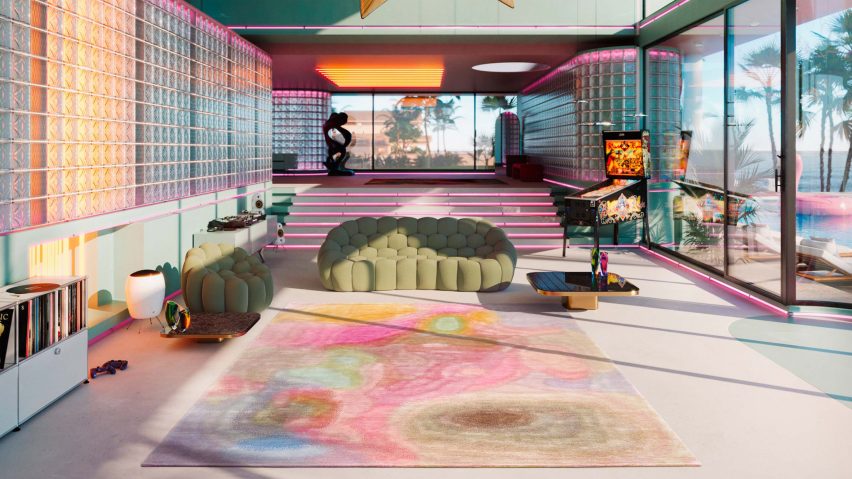 Render of room with Jan Kath Carpets' Insert Coin collection