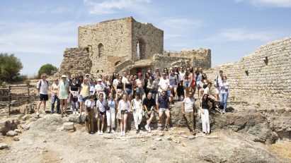 Group of students at historical site
