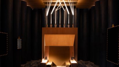 Large wooden chair by David Lynch