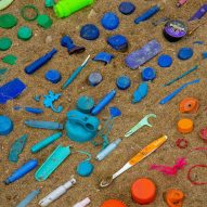Photo of plastic collected during a community cleanup and sorted by colour.