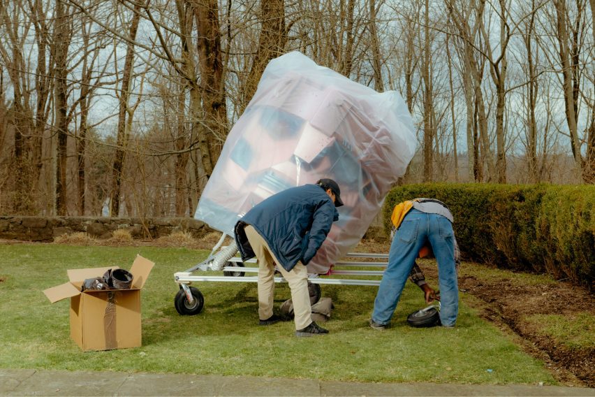 A transformer head being covered
