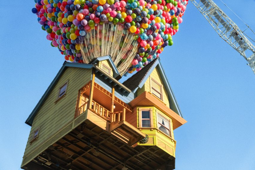Up house flying by crane