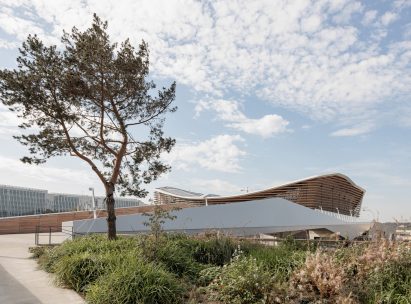 Exterior of Aquatics Centre for the Paris 2024 Olympic Games