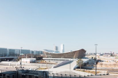 Exterior of the Aquatics Centre for the Paris 2024 Olympic Games