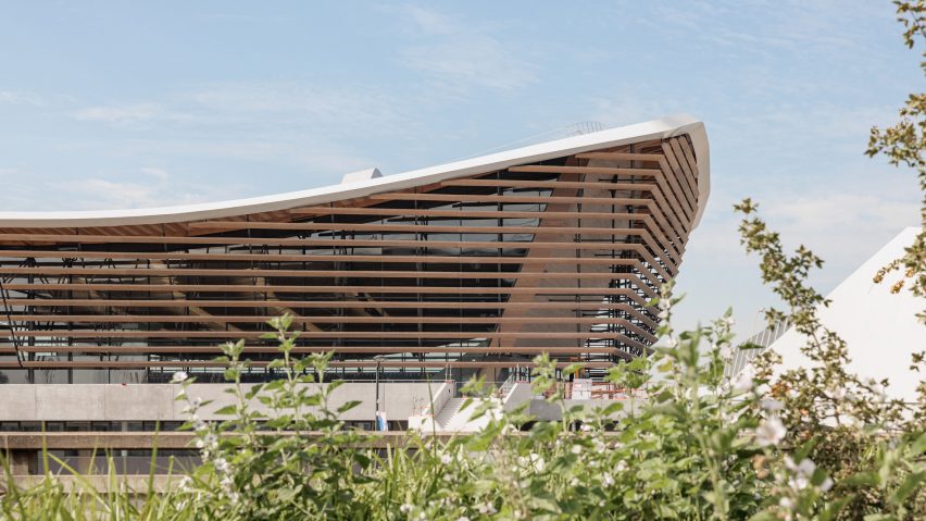 Exterior of Aquatics Centre for the Paris 2024 Olympic Games