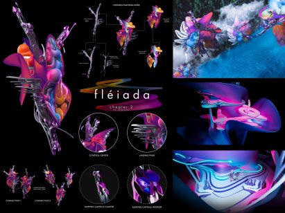 Presentation board with labelled visualisations