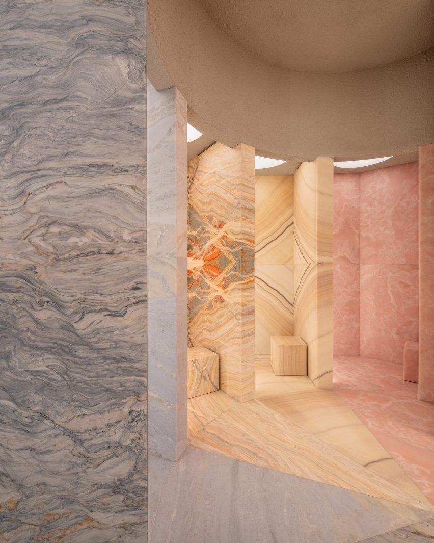 backlit colourful marble "vanity rooms"