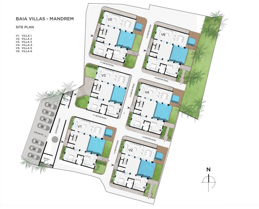 Site plan of Baia Villas by Jugal Mistri Architects
