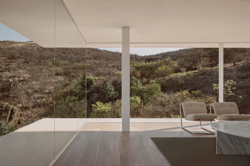 Living room with large windows