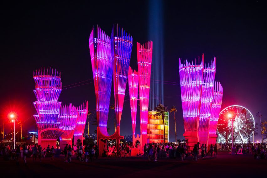 Colorful installation at night