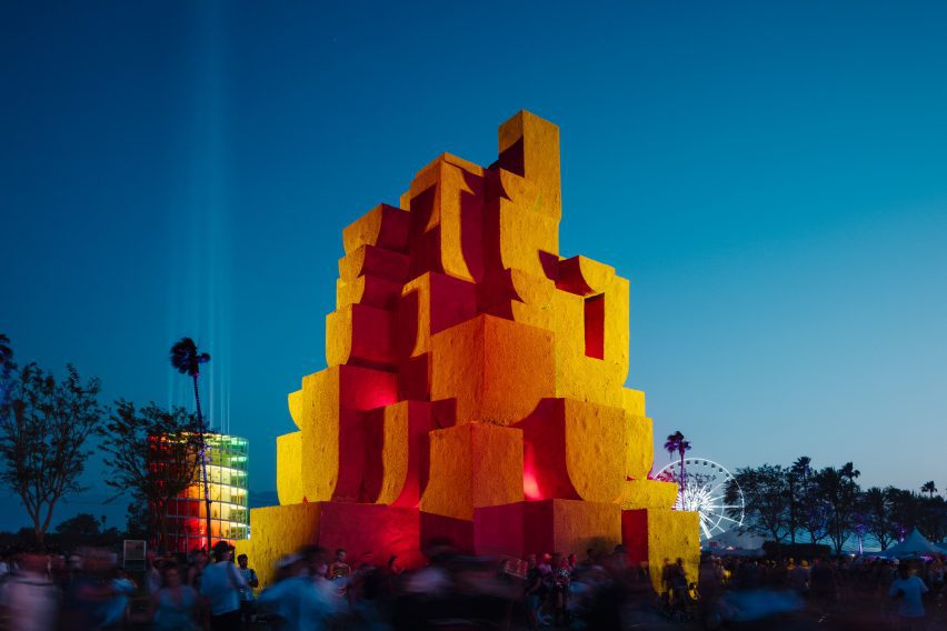 Colorful installation at night