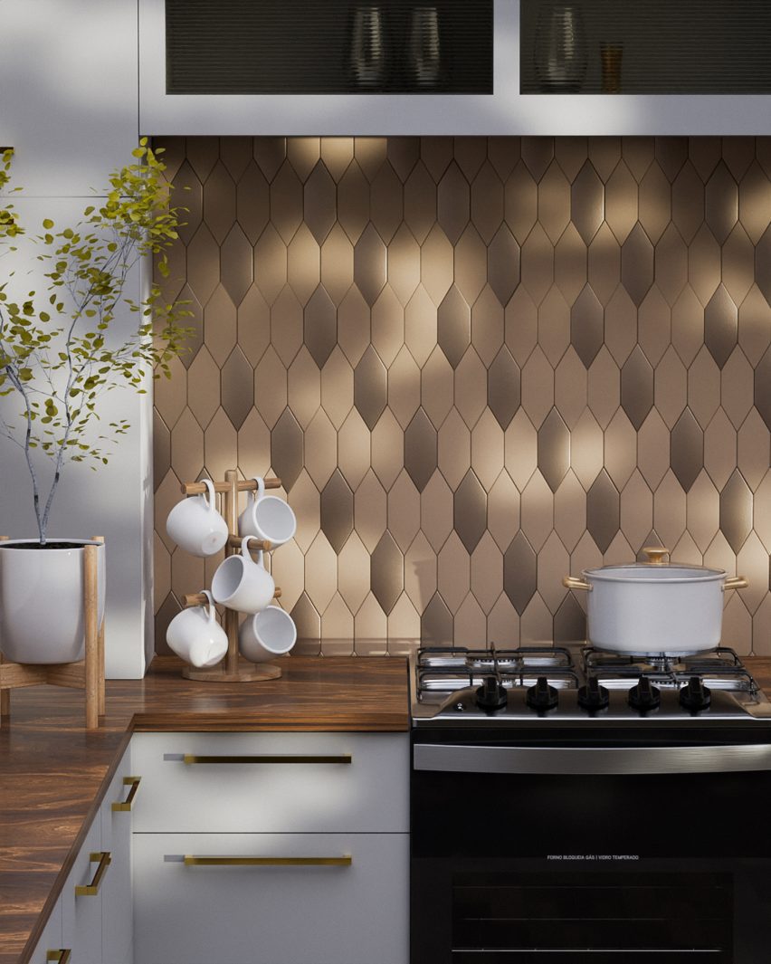 Metallic Japandi tiles by Cobsa