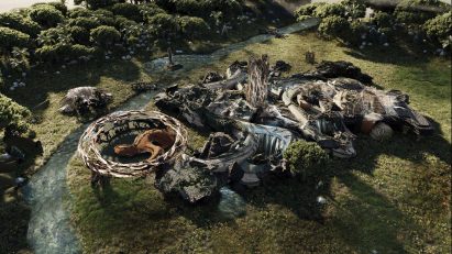 Visualisation of a building by a river
