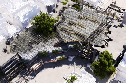Visualisation of a large building from above