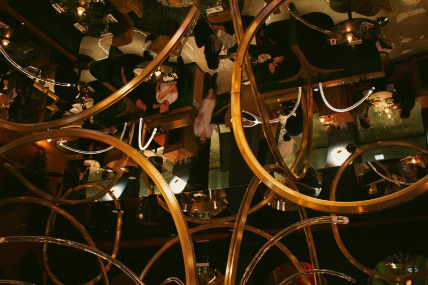 Mirrored ceiling at Daroco Soho London restaurant