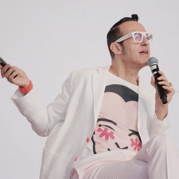 Video still of Karim Rashid speaking at the Design Doha Forum 2024