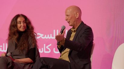 Video still of Ben van Berkel speaking at the Design Doha Forum
