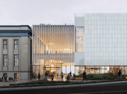 New building next to a neoclassical museum