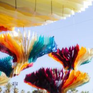 Floating mushrooms made from fabric