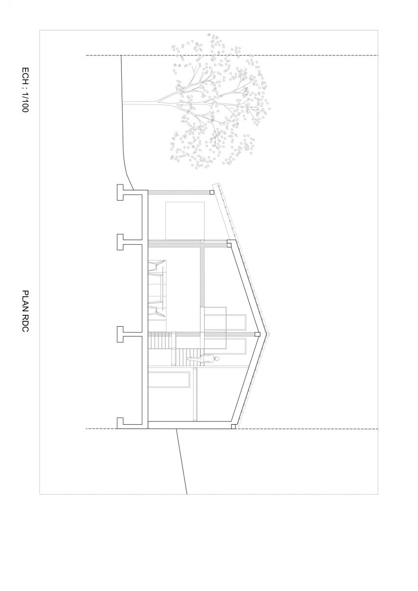 Section drawing of the 102let home by Barrault Pressacco