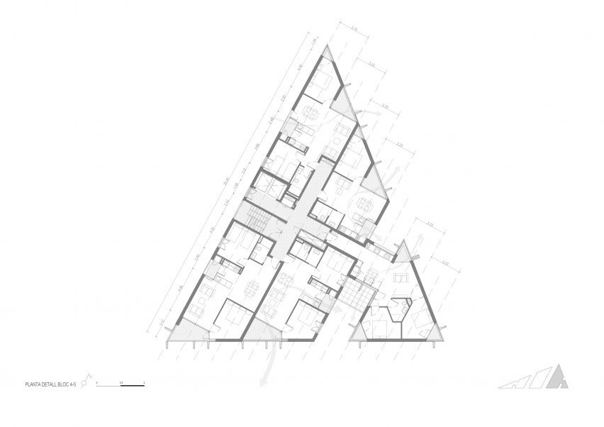 Floor plan of block 4-5 of 72 Social Housing Units by MIAS