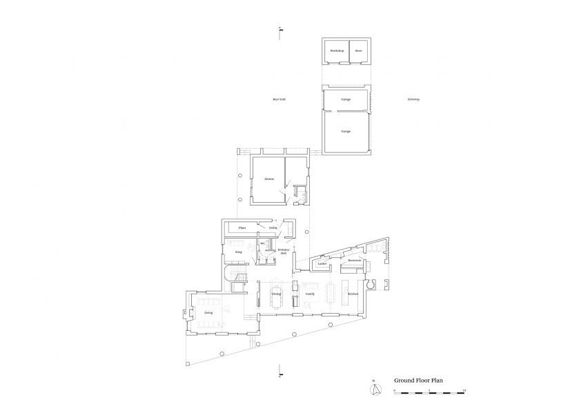 Ground floor plan of Bury Gate Farm by Sandy Rendel Architects
