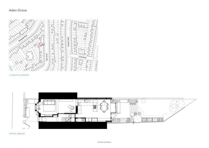 Site plan of Aden Grove by Emil Eve Architects