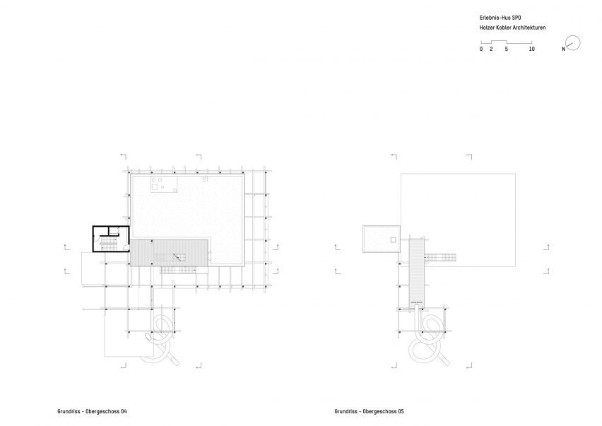 Fourth and fifth floor plans of Erlebnis-Hus by Holzer Kobler Architekturen
