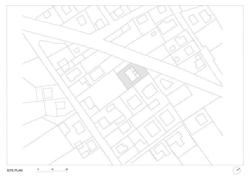 Site plan of Frame house by OFIS Arhitekti