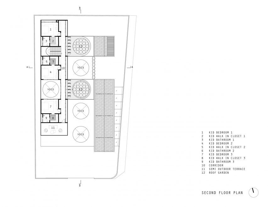First floor plan of Halo House by Tamara Wibowo Architects