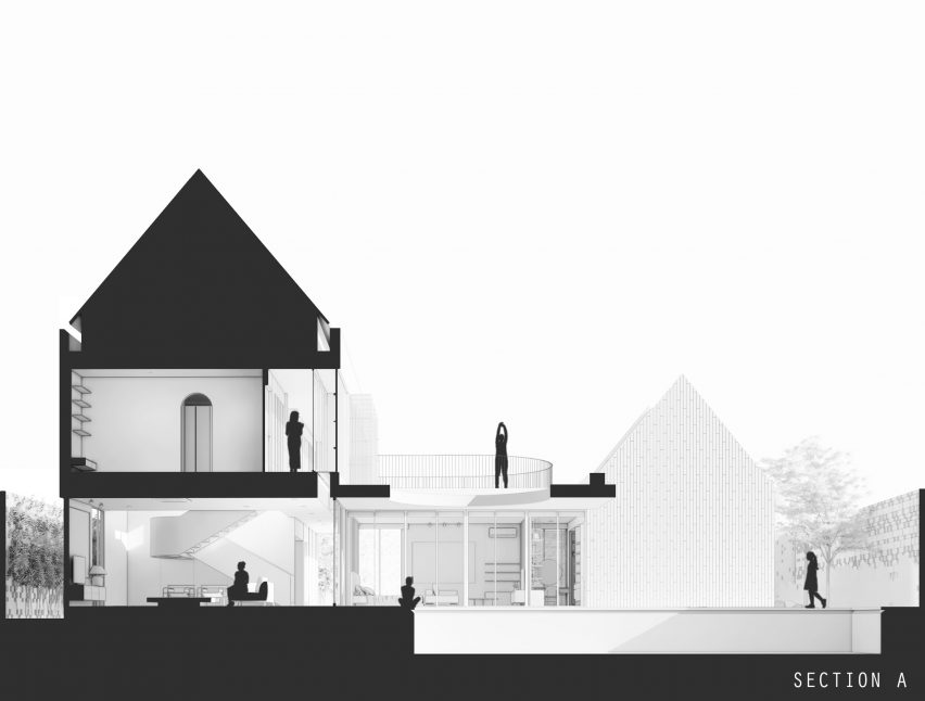 Section drawing of Halo House by Tamara Wibowo Architects