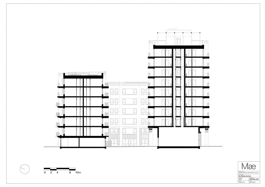 Section drawing of Harriet Hardy House by Mae Architects
