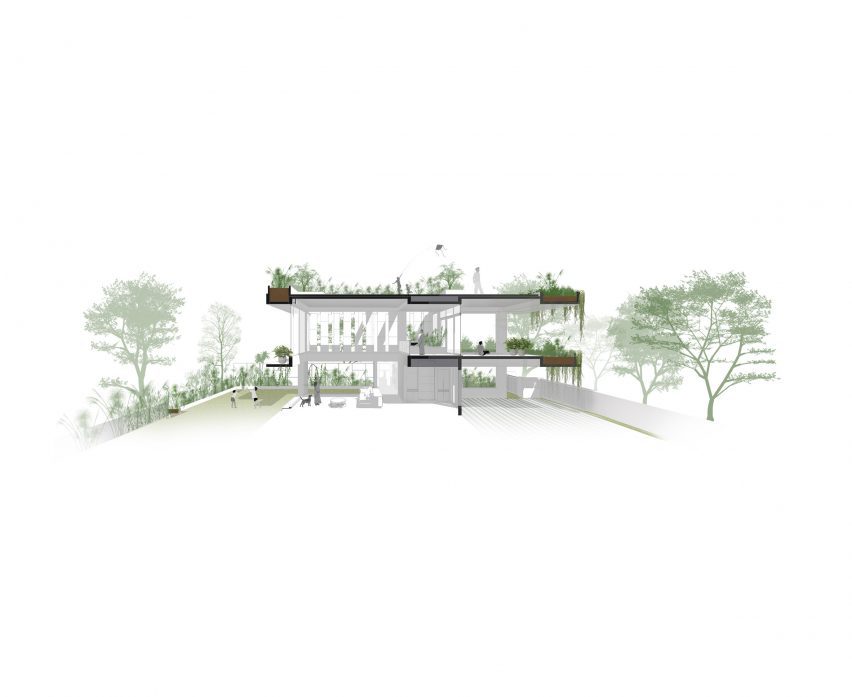 Section of House of Greens by 4site Architects