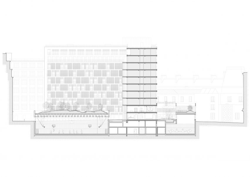 Section drawing of Îlot Saint-Germain in Paris