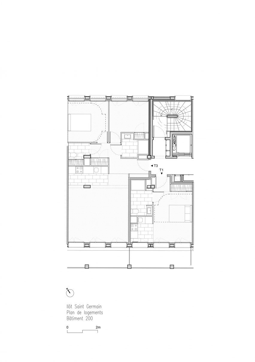 Floor plan of apartment within Îlot Saint-Germain in Paris