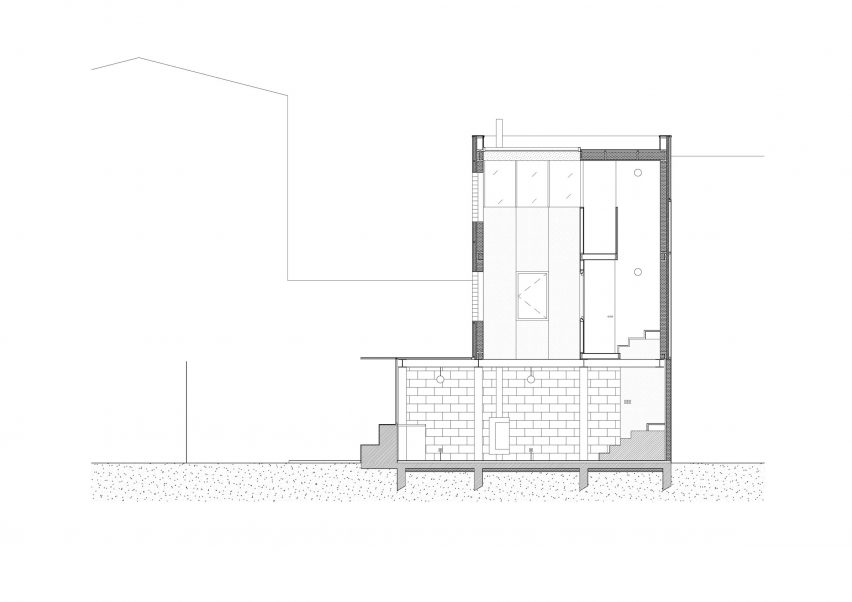 Section drawing of Maison Nana by Jean Benoit Vetillard Architecture