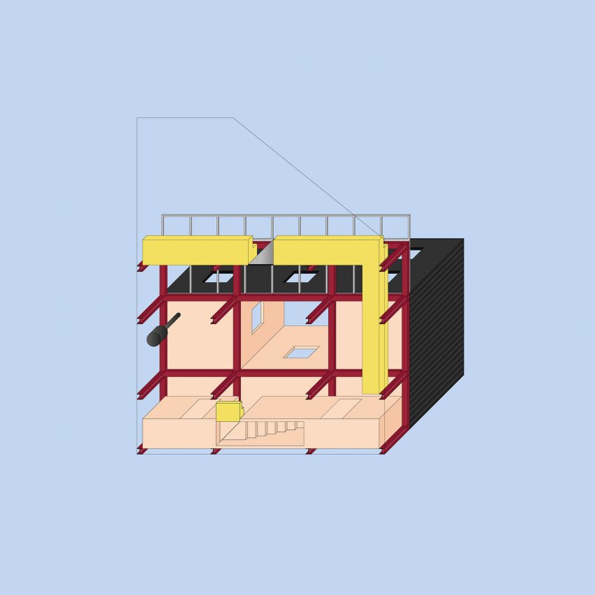 Diagram axonometric of Maison Nana by Jean Benoit Vetillard Architecture