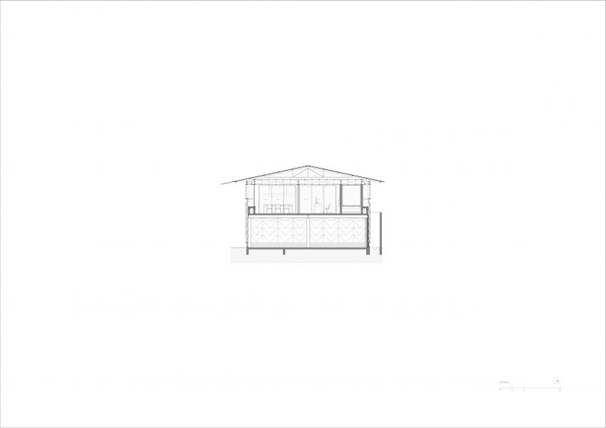 Section drawing of Mawi Garage by Dhaniē & Sal