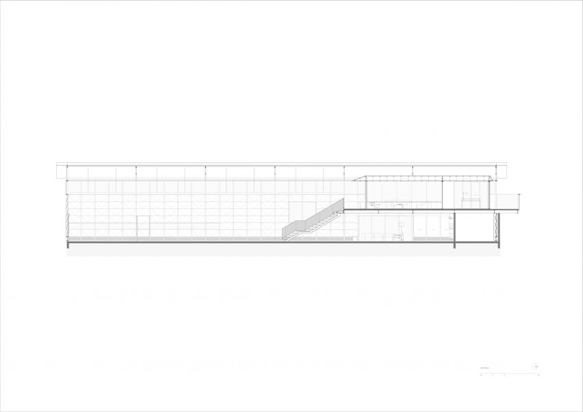 Section drawing of Mawi Garage by Dhaniē & Sal