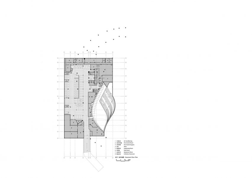 Basement floor plan of Tianfu Museum of Traditional Chinese Medicine by MUDA Architects