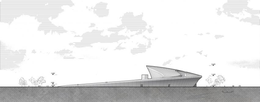 North facade elevation of Tianfu Museum of Traditional Chinese Medicine by MUDA Architects