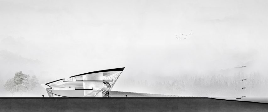 Section drawing of Tianfu Museum of Traditional Chinese Medicine by MUDA Architects