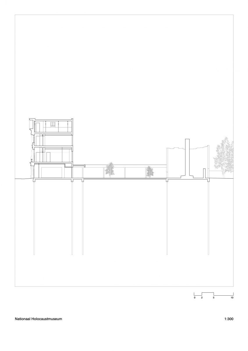 Section drawing of National Holocaust Museum by Office Winhov
