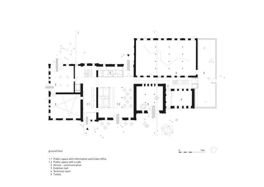 Ground floor plan of the PLATP Contemporary Art Gallery by KWK Promes