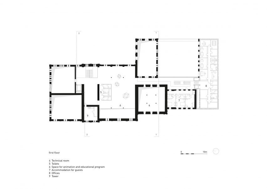 First floor plan of the PLATP Contemporary Art Gallery by KWK Promes