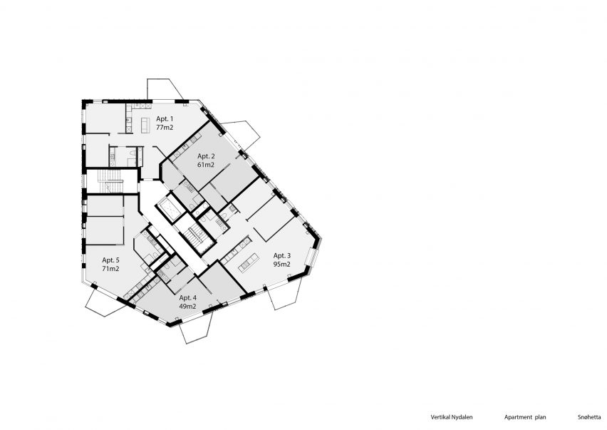 Apartment floor plan Vertikal Nydalen by Snøhetta