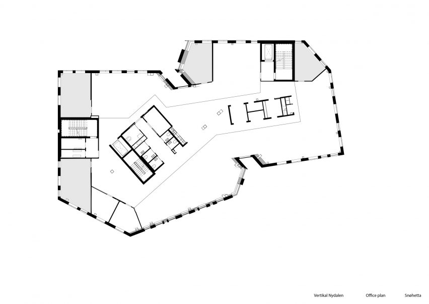 Office floor plan of Vertikal Nydalen by Snøhetta