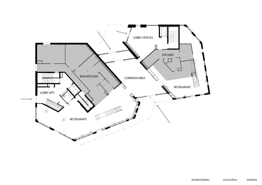 Street-level plan of Vertikal Nydalen by Snøhetta