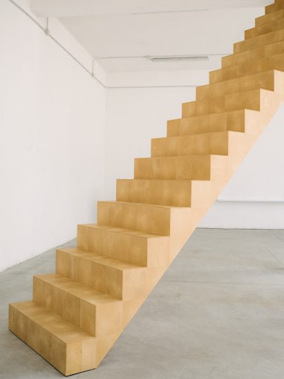 Close-up of Flaxwood installation by Christien Meindertsma and Dzek